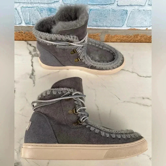 MOU Sneaker boots  Lace-Up Size 37/7  Gray - Picture 7 of 9